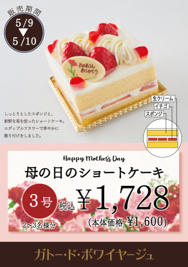 【5/9~5/10限定】母の日のケーキ2種🌼