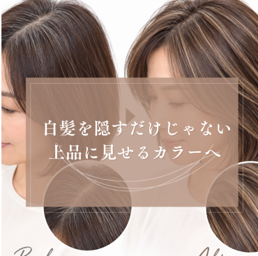 いつものカラーにプラスで、白髪を上品になじませるハイライト