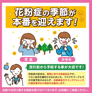 目にも花粉症対策を